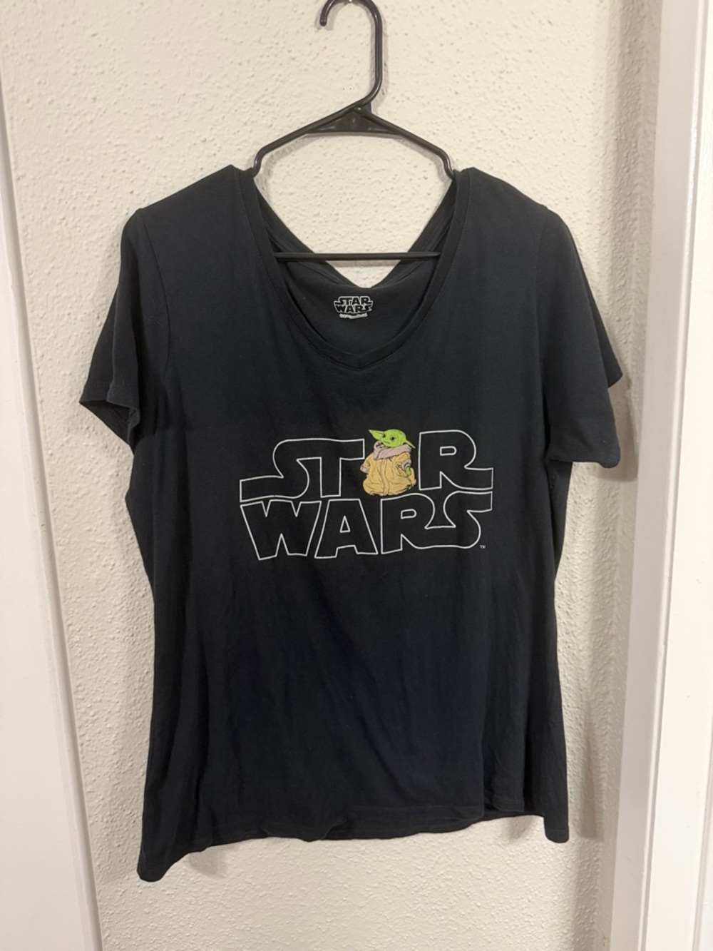 Star Wars Black Tee with Green Baby Yoda Accent